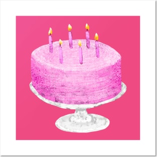 Pink Birthday Cake Posters and Art